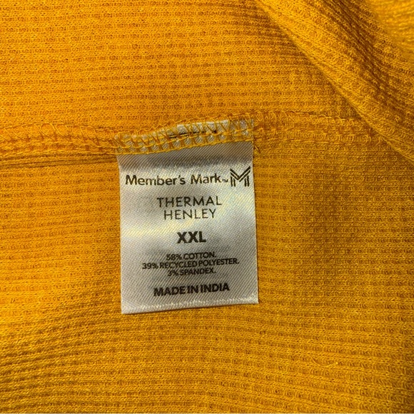 NWT- Member’s Mark Men's Long Sleeve Henley Shirt Mustard/Gold Size XL - Picture 7 of 7